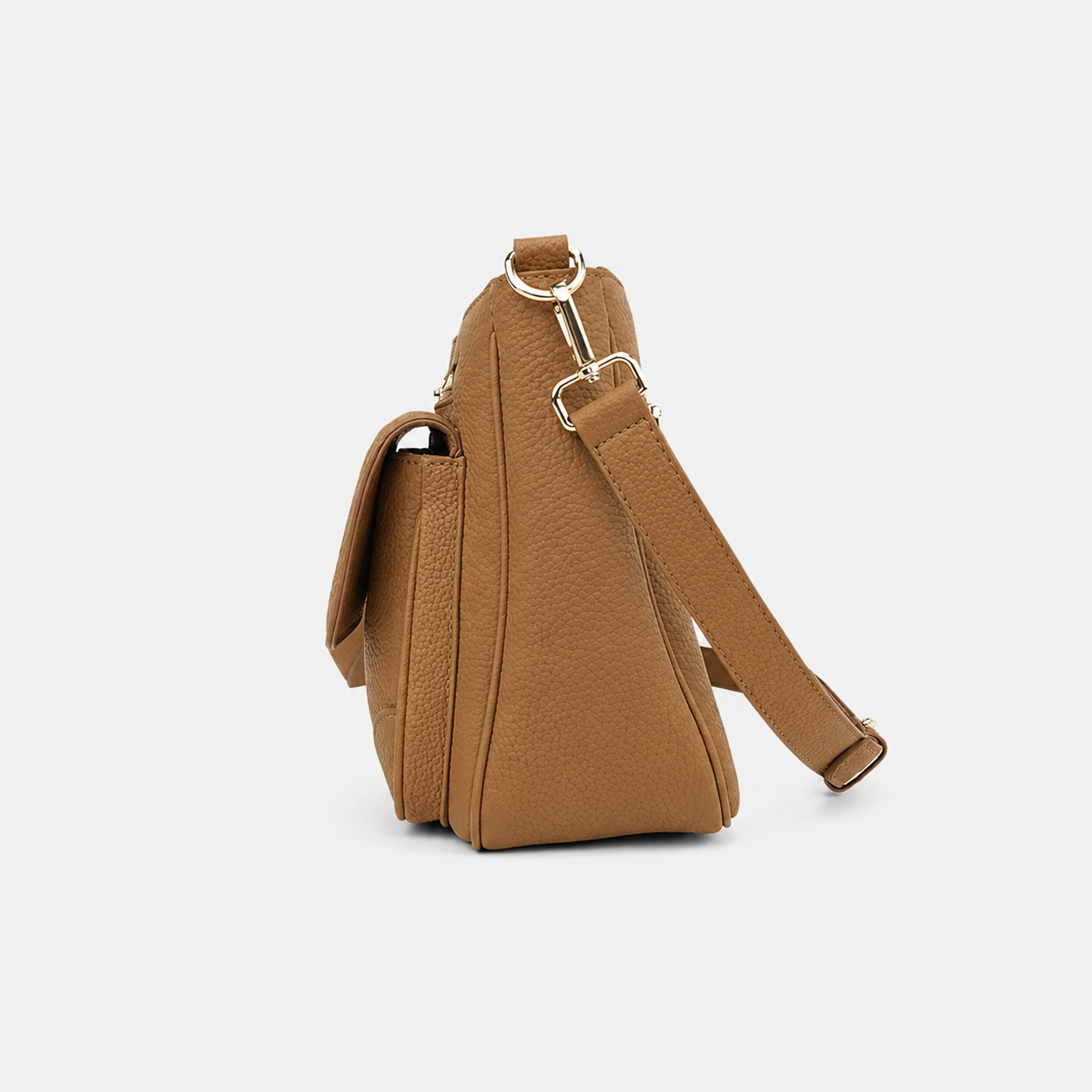 Turn Lock Flap Messenger Crossbody - Pebbled Leather