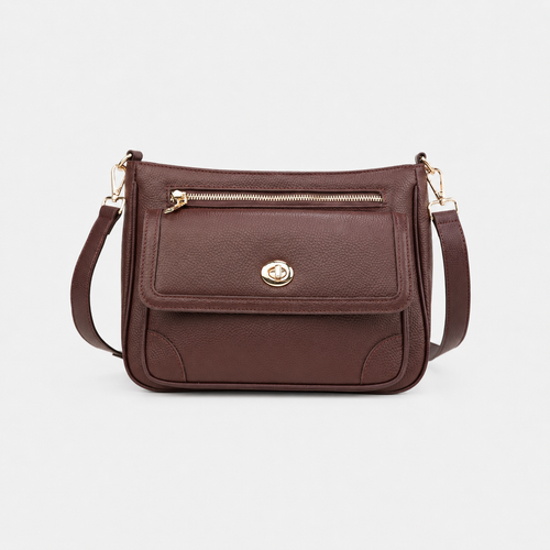 Turn Lock Flap Messenger Crossbody - Pebbled Leather